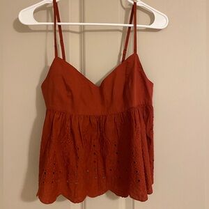 Abercrombie & Fitch Eyelet Red Tank Top with Tie Back